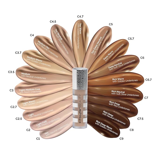 Fitglow Beauty Conceal+ | Vegan Full Coverage Concealer Skincare with Vitamin K + Green Tea | Corrects Dark Circles, Blemishes & Redness | Non-Creasing, Natural Finish | C2.7-6g