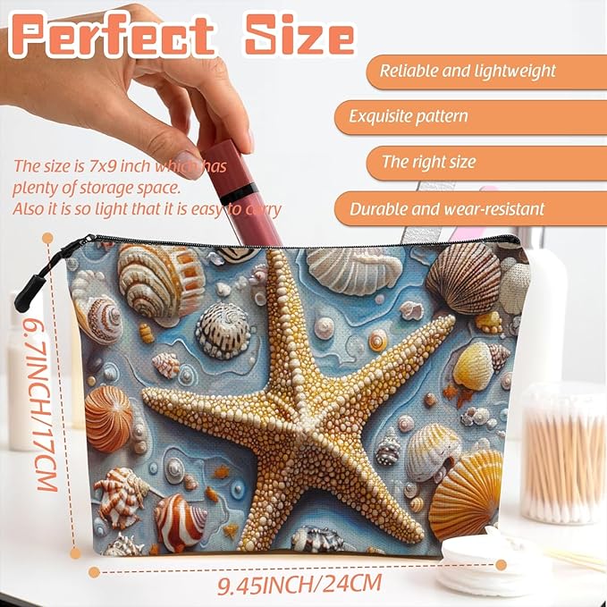 Cosmetic Bags Travel Makeup Toilet Case Waterproof Pouch for Women Girls 6.7X9.45inches - The Enchanting Allure of Marine Treasures