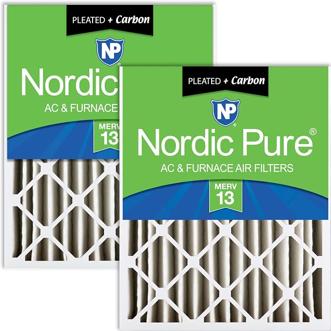 Nordic Pure 20x25x4 Pleated Air Filters MERV 13 Plus Carbon 2 Pack by NordicPure