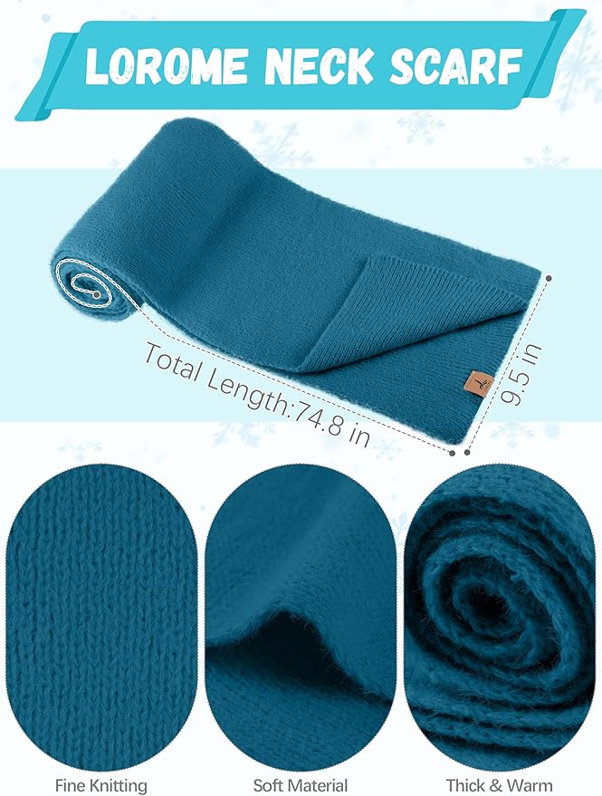 Winter Beanie Hat Scarf Gloves, Warm Fleece Knit Hat Long Scarf Neck Warmer Touch Screen Winter Gloves Set Gifts for Women