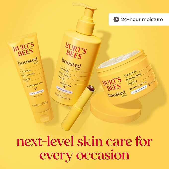 Burt's Bees Christmas Gifts, Boosted Body Lotion, With a Ceramide, Niacinamide and Peptide Complex, Lightweight Daily Lotion, Tropical Scented, 13 oz. Bottle