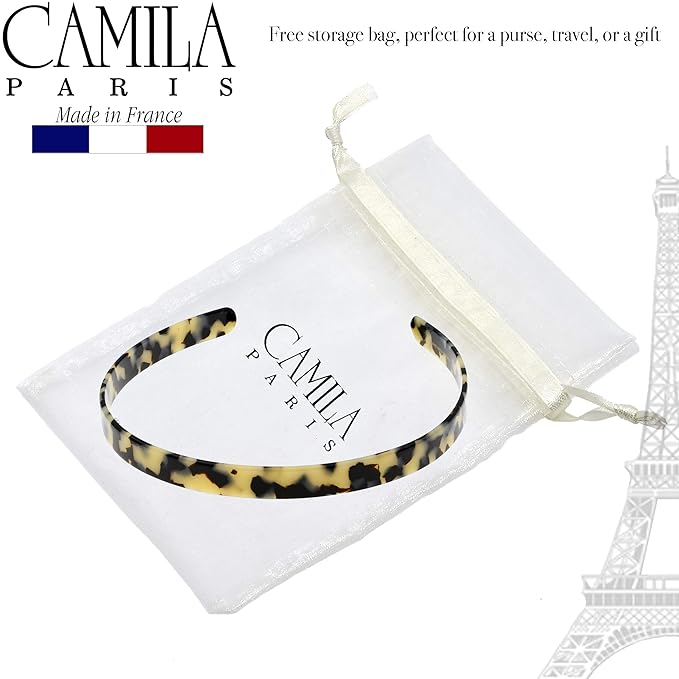 Camila Paris CP2002 French Headband for Women, Handmade Flow, Strong Hold Grip Women's Hair Band, Ligth and Very Flexible, No Slip and Durable Styling Girls Hair Accessories, Made in France