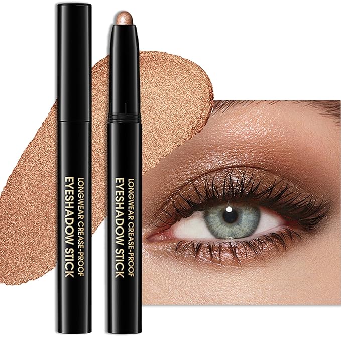 Erinde Waterproof Eyeshadow Stick, Cream Eye Shadow Stick, Long-Lasting, Crease-Proof, Cream to Powder Buildable & Blendable Eye Shadow Pencils Crayon, Vegan & Cruelty-Free, 01 Caramel