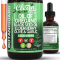 Clean Nutra Oil of Oregano Drops Black Seed Oil Elderberry Vitamin D D3 K2 Olive Garlic Immune Support Supplement Wellness Formula Zinc Supplements Liquid 2 Fl Oz BotaniGuard Vegan, Non-GMO