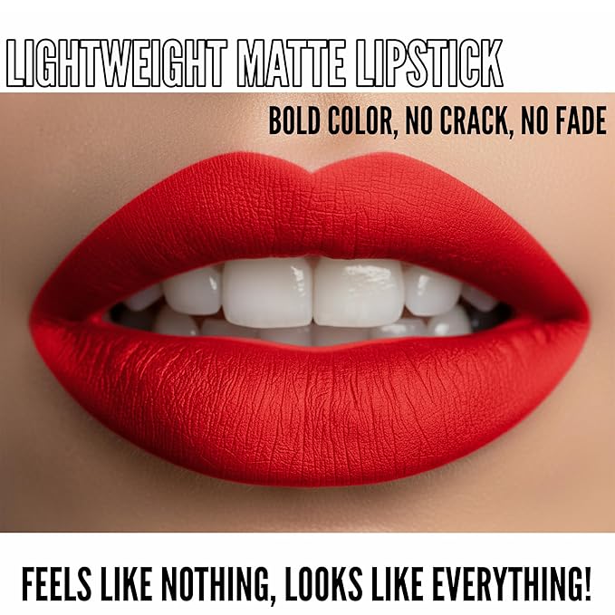 Mynena Orange Red Long Lasting Lipstick for Women Waterproof & Transfer-Proof | Hydrating with Shea Butter | Bold Pigment Matte Color Lip Stain | Talc-Free & Vegan Product that Performs | Glory