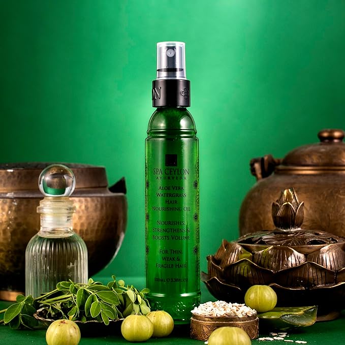 SPA CEYLON Aloe Vera Watergrass Hair Nourishing Oil | Ayurvedic WonderHerbs | Nutrient-rich | Hair growth | Ideal for Weak and Fragile Hair