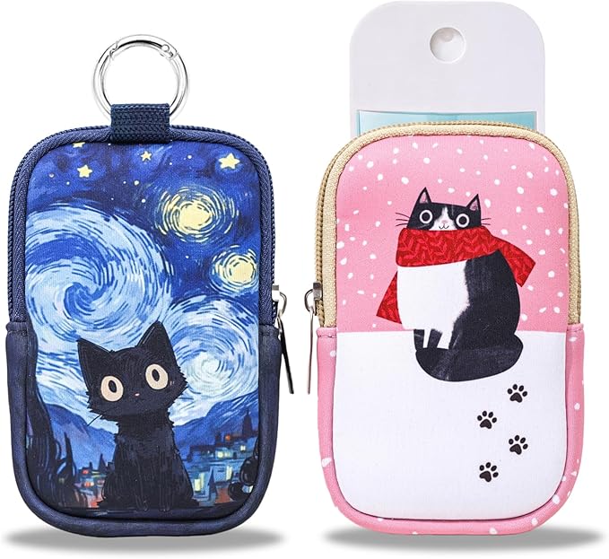 COOKOOKY 2 Pack Hand Sanitizer Spray Case Compatible with Touchland, Hand Sanitizer Holder, Mini Zippered Pouch, Small Makeup Bag for Women Friends Girls Gifts Idea