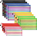 12 Pieces Zipper Nylon Mesh Pouch, Mesh Cosmetic Bags Makeup Bags Pencil Case, Multipurpose Travel Bags for Cosmetic School Office Supplies and Travel Accessories (Multicolor A, Assorted Sizes)