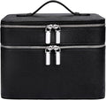 Makeup Case, Large Capacity Waterproof Double Layer Cosmetic Bag with Removable Divider, Double Compartment Brush Organizer, Multi-functional Travel Organizer