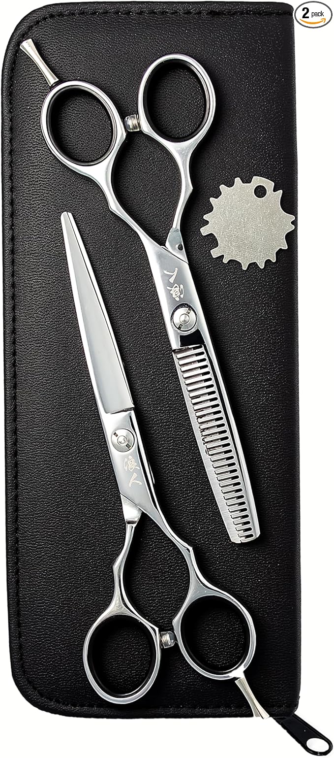 Ronin Hair Cutting Shears Set by Tokko Katana, Professional Scissor Kit, 6.5" Sharp Stainless Steel Regular & Thinning Haircut, Grooming Scissors for Barber, Hairdresser, Salon Professional, & DIY