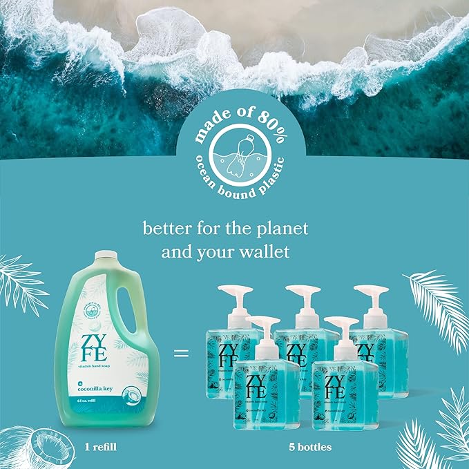 Foaming Hand Soap Refills – 64oz Foam Soap Refill Bottle, Natural Moisturizing Handwash with Essential Oils, Biodegradable Liquid Cleanser, Eco Friendly Bottle
