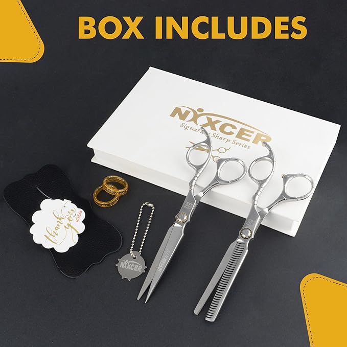 Professional Hairdressing Scissors - 6.75" Precision Hair Cutting Scissors C440 Japanese Steel, Featuring Long-lasting Sharpness and an Exquisite Design (Hair Cutting + Thinning)