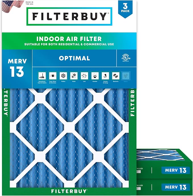 Filterbuy 10x17x2 Air Filter MERV 13 Optimal Smoke & Allergy Defense, by Filterbuy