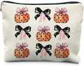 Coquette Halloween Makeup Bags - Bow Pumpkins Cosmetic Gifts for Women