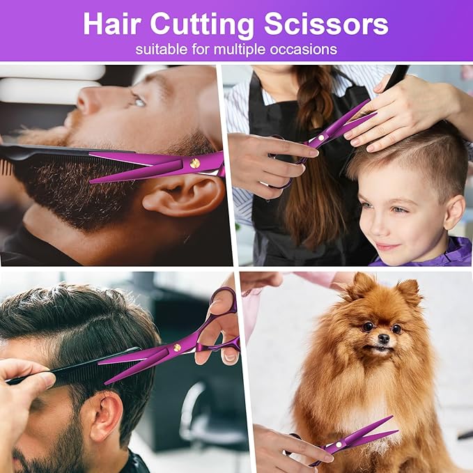 Hair Cutting Scissors Kit, Professional Barber Shears Set with Hair Scissors Thinning Shears, Tijeras para Cortar Cabello Haircutting Sheers Hair Cut Blending Salon Scissor for Men Women Pet