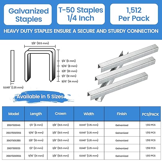 meite Heavy Duty Staples, 1/4 Inch Length T-50 Staples - Image 2