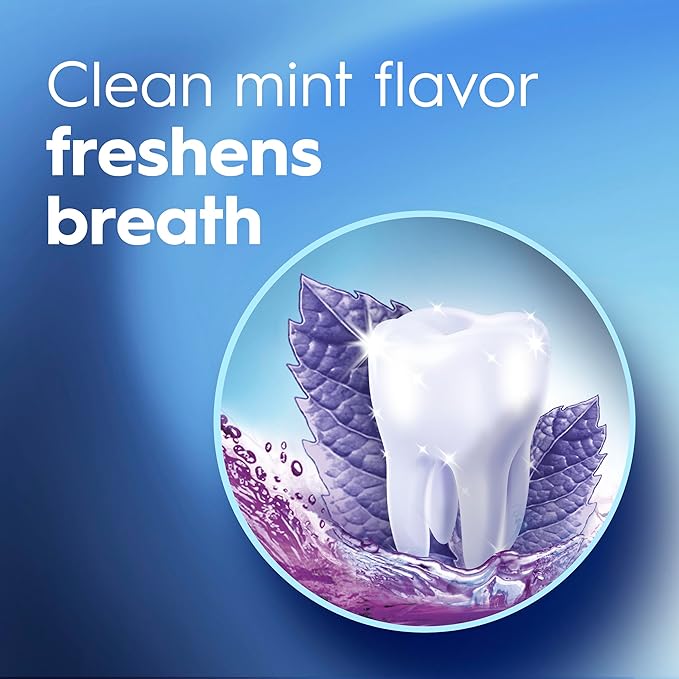 Crest Mouthwash/Mouth Rinse, 3D White Brilliance Whitening, Alcohol Free, Clean Mint, 2x1L (33.8 fl oz)