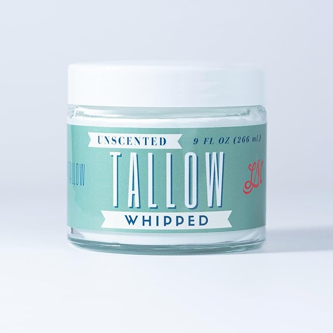 Whipped Tallow 9oz - All Natural Face Cream + Whole Body Moisturizer for Dry Skin - No Preservatives, Parabens or Seed Oils - 100% Pure, No Added Fragrance - USA Made (Unscented)