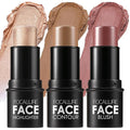 FOCALLURE 3PCS Cream Contour Stick - Highlighter Bronzer Blush Set for Face Sculpting, Non-Greasy Longwear Makeup, Easy to Blend with Natural Matte Finish,SET 4