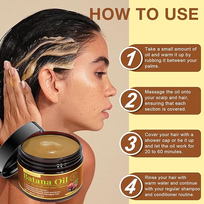Raw Batana Oil for Hair Growth, Pure Unrefined and Organic Dr. Sebi Hair Growth Oil from Honduras, Batana Hair Growth Oil for Repairs Damaged Hair & Prevent Hair Loss (1pcs)