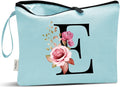 Vavabox A-Z Personalized Makeup Bag, Birthday Gifts for Women Mom, Gifts for Best Friend, Bride Bridesmaid Cosmetic bag (E, Green)