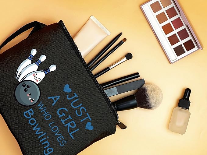 Bowling Gifts for Women,Funny Bowling Gifts,Just A Girl Who Loves Bowling,Small Cosmetic Makeup Bag,Birthday Gifts for Women Her Bff Bestie Best Friend Sister,Bowling Accessories