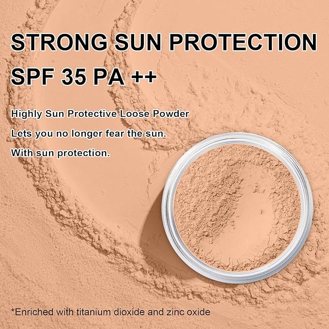 Mineral Powder Foundation, SPF 35, Sunscreen Lightweight Loose Powder, Skin-Improving, Buildable Coverage, Natural Glow Base Makeup (#06 Medium Beige Foundation Makeup)