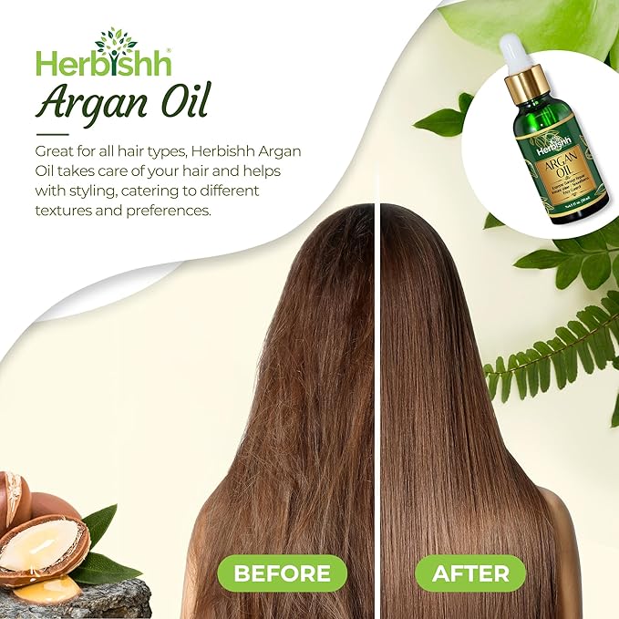 Herbishh Argan Oil Deep Condition Treatment for Hair Frizz Control & Damage Repair 30ml