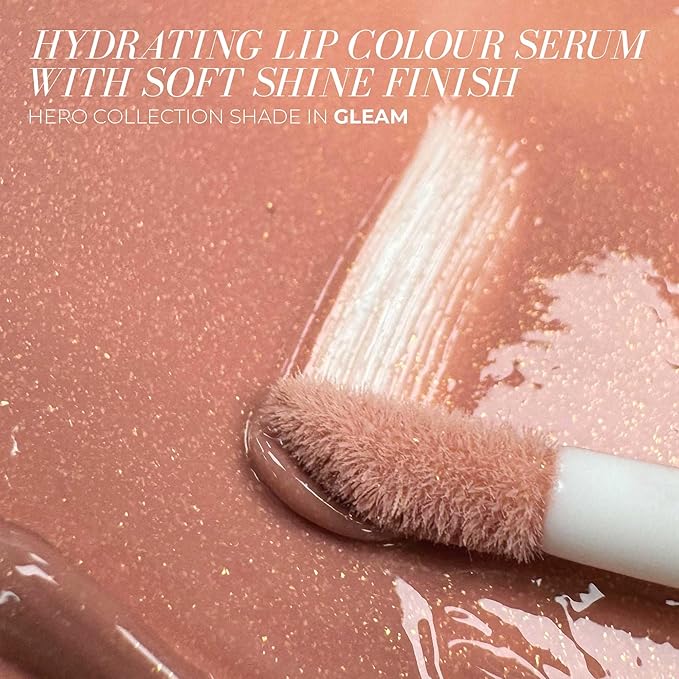 FITGLOW Beauty Lip Colour Serum | Hydrating Lip Gloss | Plumping Anti-Aging Lip Treatment | Natural Shine with Pomegranate Sterols & Collagen | Buildable Color for Dry Chapped Lips | Gleam - 10g