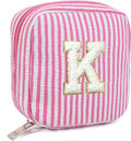 LETGO 2025 Graduation Gifts for Women- Personalized Initial Cute Pink Cosmetic Makeup Bag Pouch Make Up Bags Travel Toiletry Bag for Her Mom Girlfriend Wife Teacher 18th Birthday Gifts for Girls