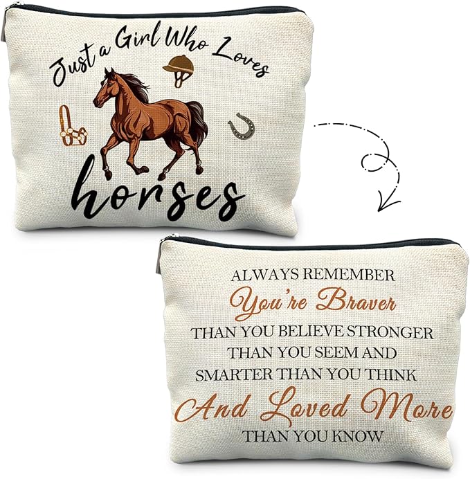 RYYCDOIHorse Lovers Make Up Bag, Horse Cosmetic Bag, Girls Horses Gifts
