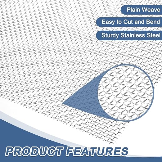 uxcell 8 Mesh 79" x 10" Woven Wire Mesh, 316 Stainless Steel Air Vent Filter - Image 3