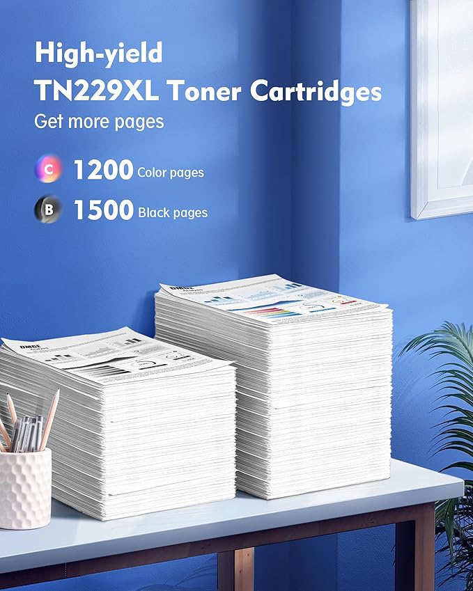 TN229 TN229XL Toner 4 Pack Compatible with Brother MFC-L3780CDW MFC-L3720CDW HL-L3280CDW HL-L3295CDW Printers