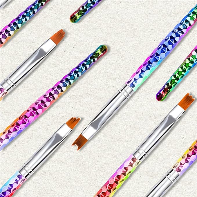 Wokoto 8 Pc Ombre Nail Brush Set - Acrylic & Gel Nail Art Kit with Gradient Painting & Flower Drawing Brushes