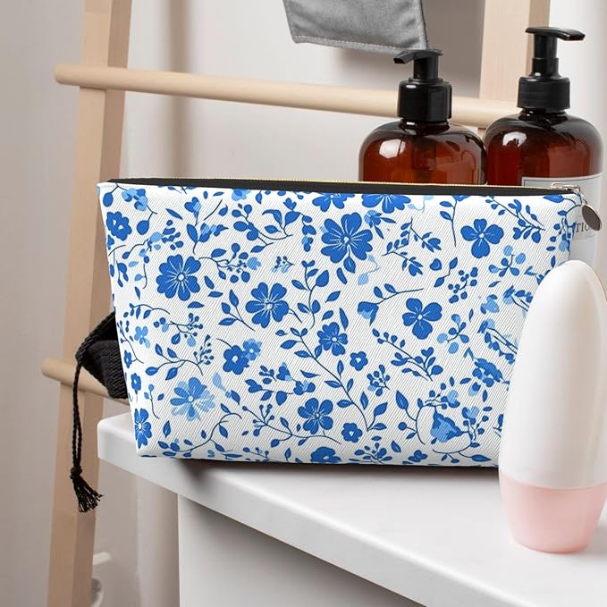 Womens Leather Makeup Bag Cosmetic Bag Travel Toiletry Bags Make Up Bags for Women Adult (Colorful Butterfly-1)