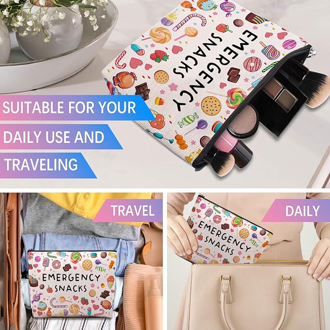 Snack Bags, Emergency Food Bag Packing Cubes for Women Trip Gifts Favors Travel Bag Essentials, Emergency Snacks Gifts for Her Makeup Cosmetic Bag Pouch Purse