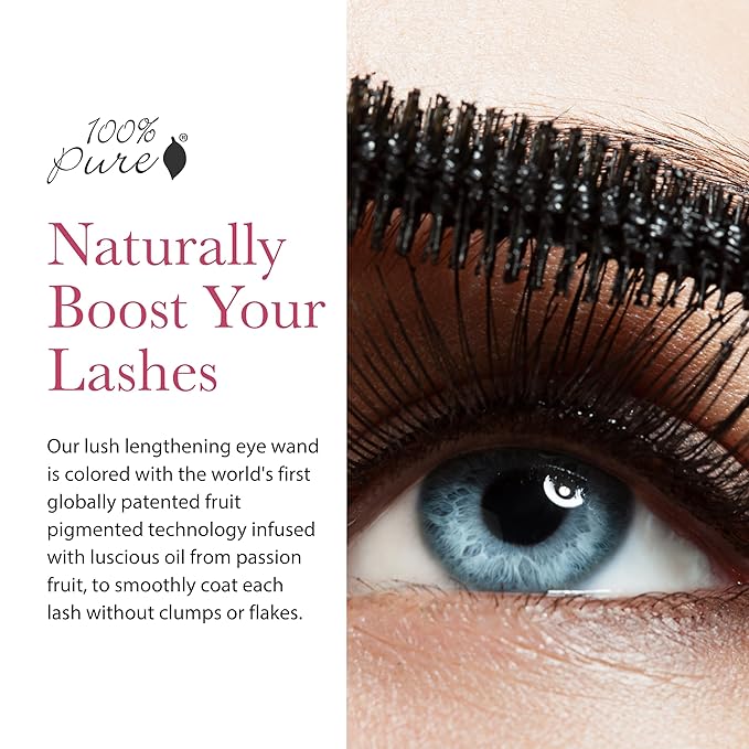100% PURE Maracuja Oil Mascara Dramatic Intense Volume & Length Natural Fruit Pigmented Voluminous Eyelash Makeup No Clumping, Smudging or Flaking - Vegan, Dark Chocolate Color - 0.35 oz