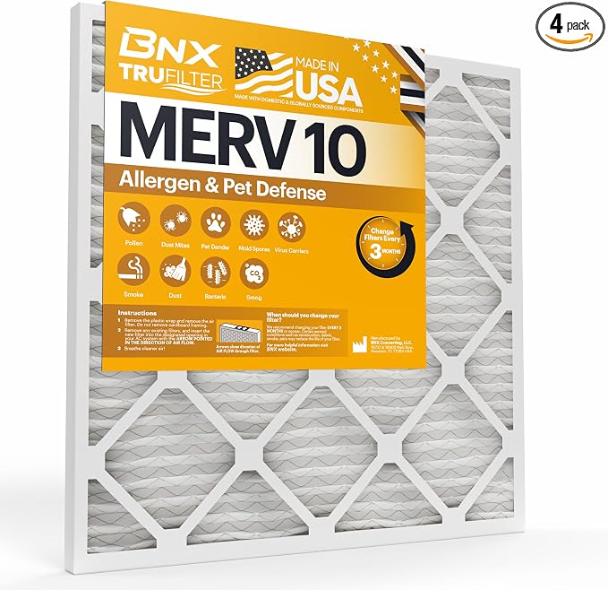 BNX TruFilter 20x20x1 MERV 10 AC Furnace Air Filter by BNX
