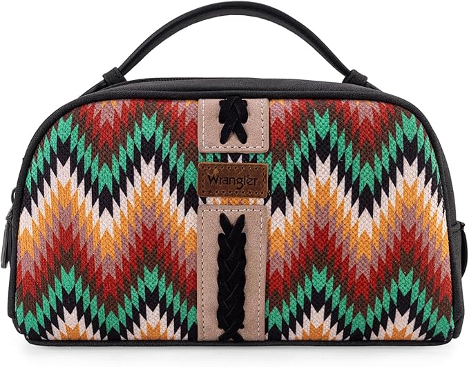 Montana West Wrangler Makeup Bag for Women Small Cosmetic Toiletry Bags Western Make Up Pouch Durable Cute Travel Purse,Black