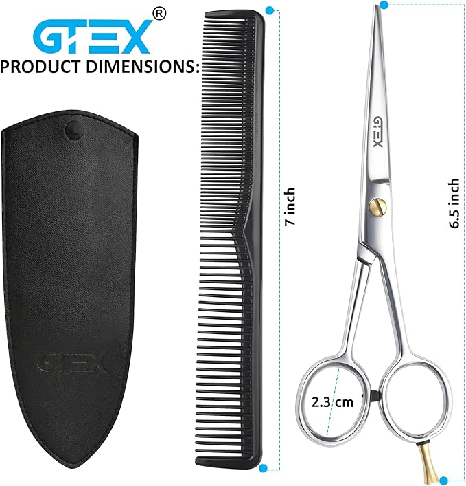 GTEX Hair Scissors, 6.5 inch Professional Hair Cutting Scissors for Women Men Adults - Barber Scissors Hair Shears - Super Sharp Haircut Scissors - Tijeras De Peluqueria Profesional