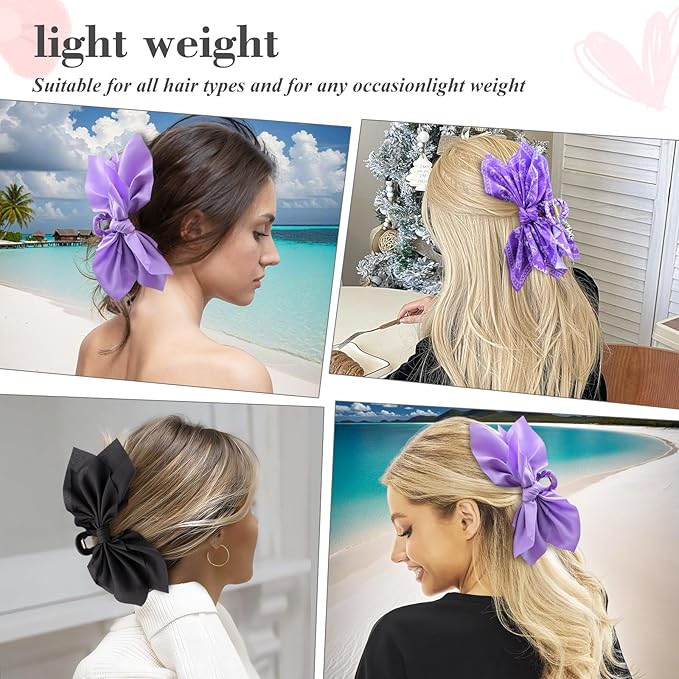 Bow Claw Clips Bow Hair Clips 3PC Purple Big Hair Bows for Women Butterfly Styling Large Hair Clips for Thick Hair for Girls Hair Accessories for Teen