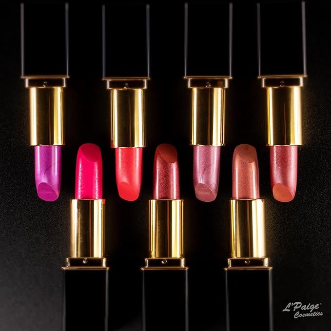 L’Paige L38 - CHAMPAGNE Designer Lipstick | Aloe Vera-Based, Long-Lasting, Moisturizing | Soft Rose-Nude with a Pearlescent Satin Glow Finish