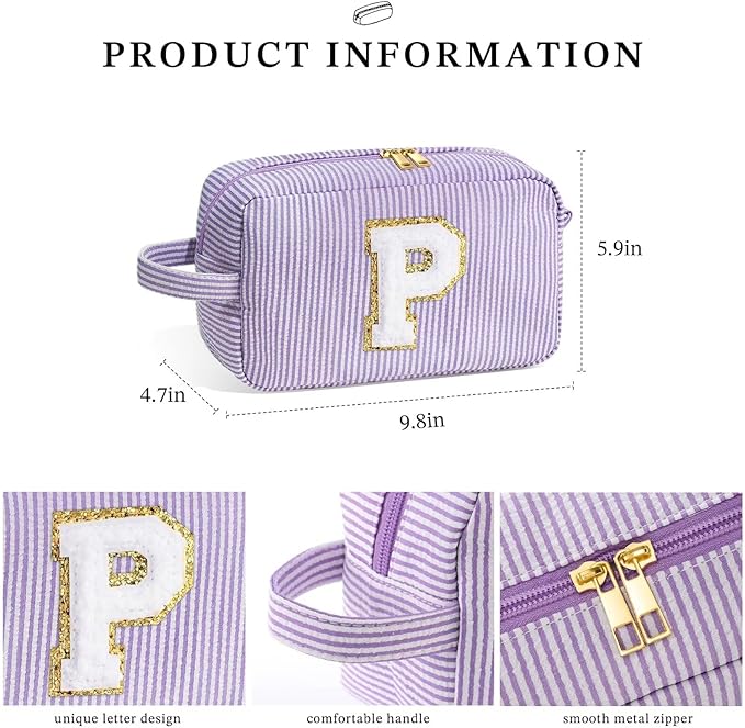 YOOLIFE Birthday Gifts for Women - Personalized Gifts for Her Mom, Best Friend, Sister, Teacher - Initial Makeup Bag