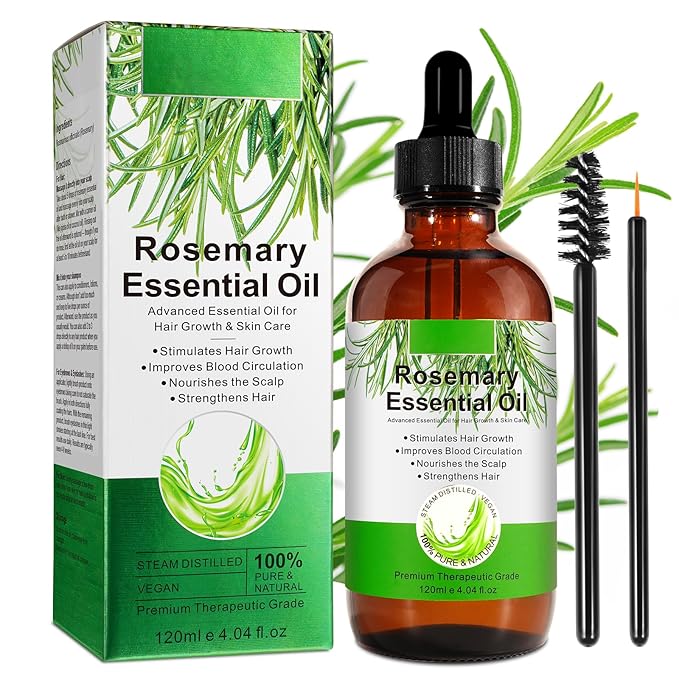 Rosemary Oil for Hair Growth, 4Fl Oz Pure Rosemary Essential Oils Repair Dry Damaged Hair, Nourishing Scalp, for Skin Care and Aromatherapy