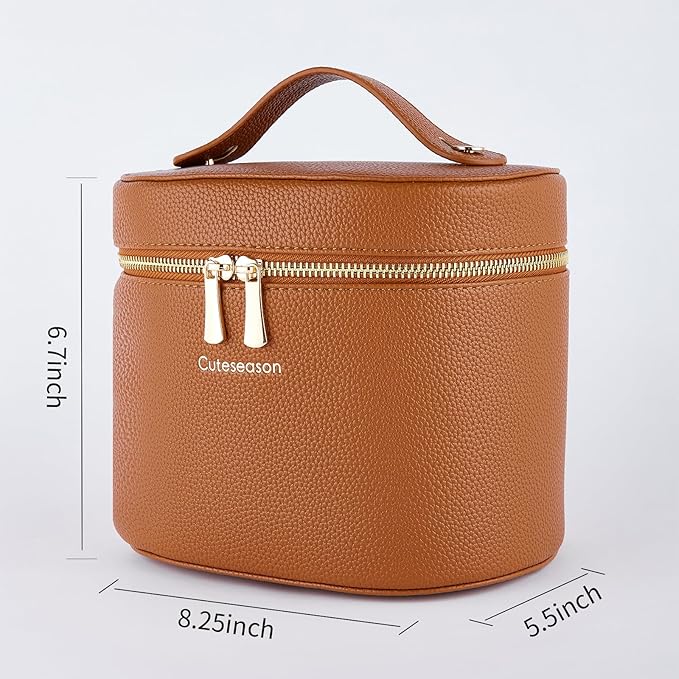 Makeup Bag, Toiletry Bag with Removable Zippered Inner Pocket, Portable Cosmetic Bag, Makeup Organizer for Woman (Light Khaki)
