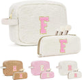for Christmas Day Gifts, Travel Makeup Bag for Women, Initial Make Up Bag Set for 6 7 8 9 10 11 12 13 Years Old Kids Tween Girls, Large Cosmetic Skincare Bags for Birthday Gifts, White F