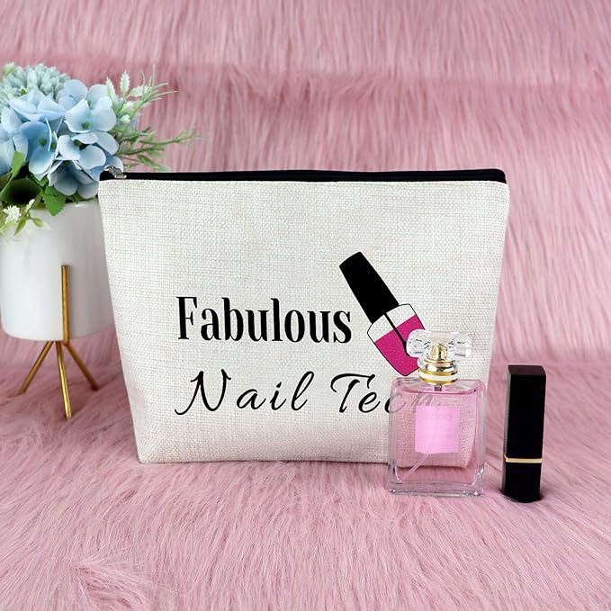 Nail Artist Appreciation Gift Makeup Bag Nail Technician Gift for Women Graduation Presents Cosmetic Bag Retirement Birthday Presents for Her Women Christmas Thanksgiving Keepsake Travel Pouch