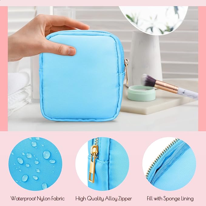 Remerry 6 Pcs Nylon Cosmetic Bag Travel Make up Pouch Toiletry with Zipper Preppy Makeup Bag Waterproof Organizer Case Set for Women Girls(4.7 x 5.1 x 2 Inches,Mixed Colors)