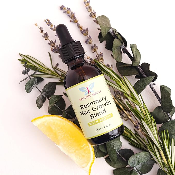 Rosemary Oil for Hair Growth - Biotin & Natural Blend by Existing Beauty - Stimulates Scalp, Nourishes Roots, Promotes Thicker, Fuller Hair for Women & Men - 2.02 fl oz by Existing Beauty