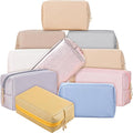 Sanwuta 9 Pcs Makeup Bags Bulk PU Double Zippers Cosmetic Bag Makeup Toiletry Christmas Small Pouch Portable Travel Organizers Case for Women Bridesmaid Party End of The Year(Pearl Color)